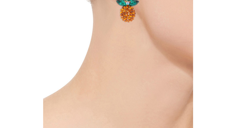 Fashion Orange+green Pineapple Shape Decorated Earrings,Stud Earrings