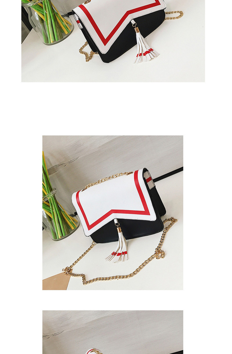 Fashion White+black Tassel Decorated Shoulder Bag  Pu,Messenger bags