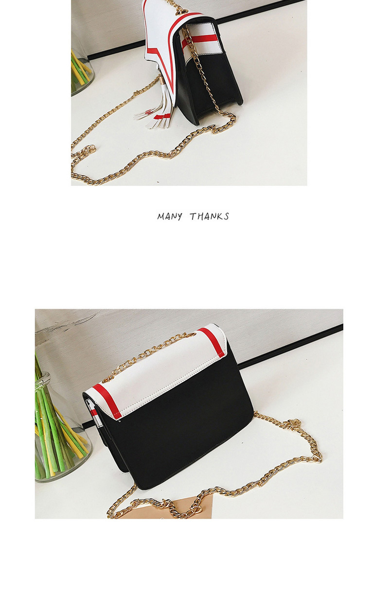 Fashion White+black Tassel Decorated Shoulder Bag  Pu,Messenger bags