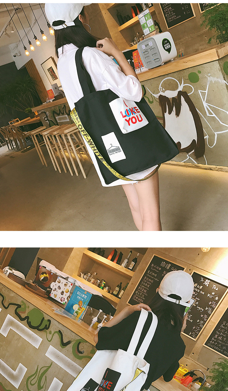 Fashion Black Letter Pattern Decorated Shoulder Bag  Fabric,Messenger bags
