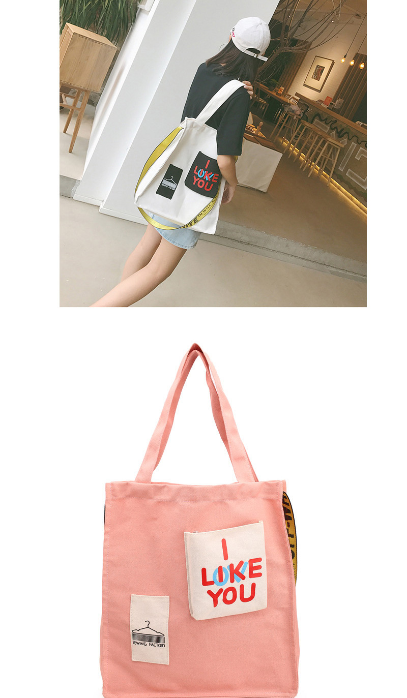 Fashion Pink Letter Pattern Decorated Shoulder Bag  Fabric,Messenger bags