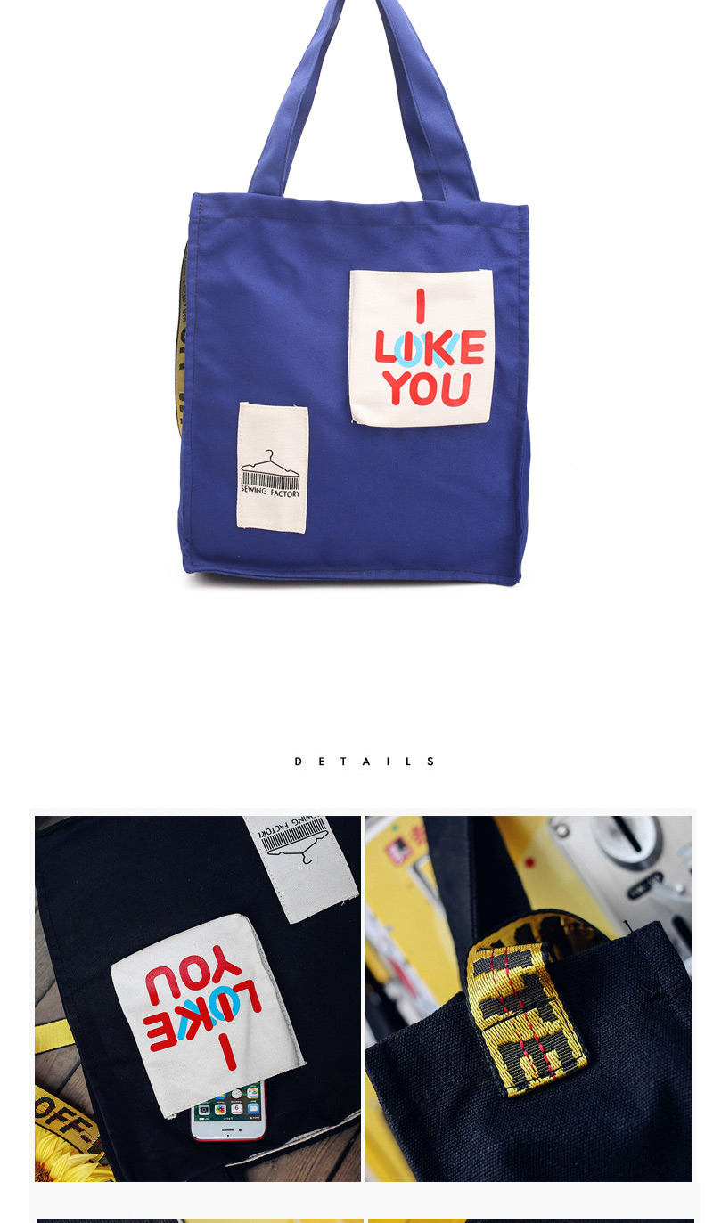 Fashion Blue Letter Pattern Decorated Shoulder Bag  Fabric,Messenger bags