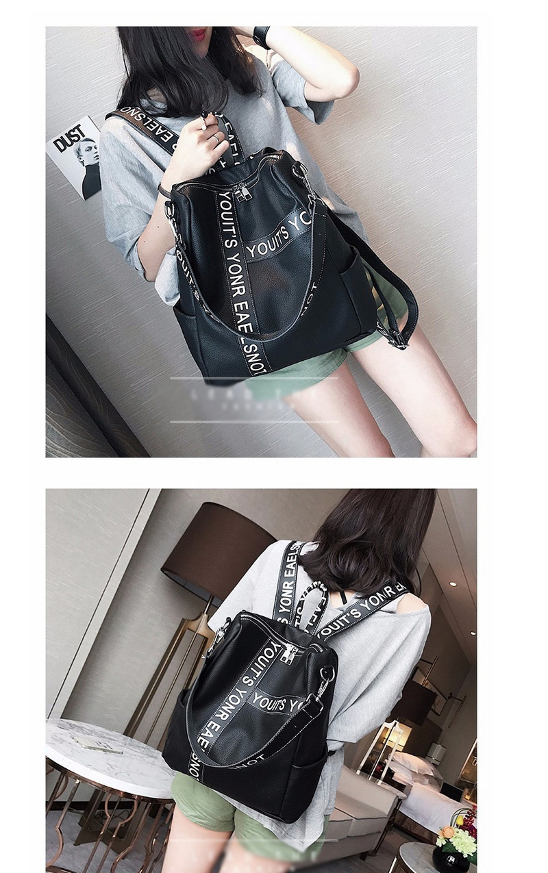 Fashion White Letter Pattern Decorated Backpack  Pu,Backpack