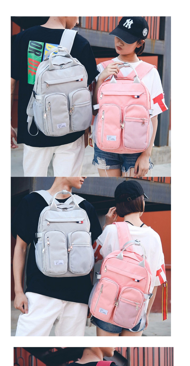 Fashion Pink Pure Color Decorated Backpack  Fabric,Backpack