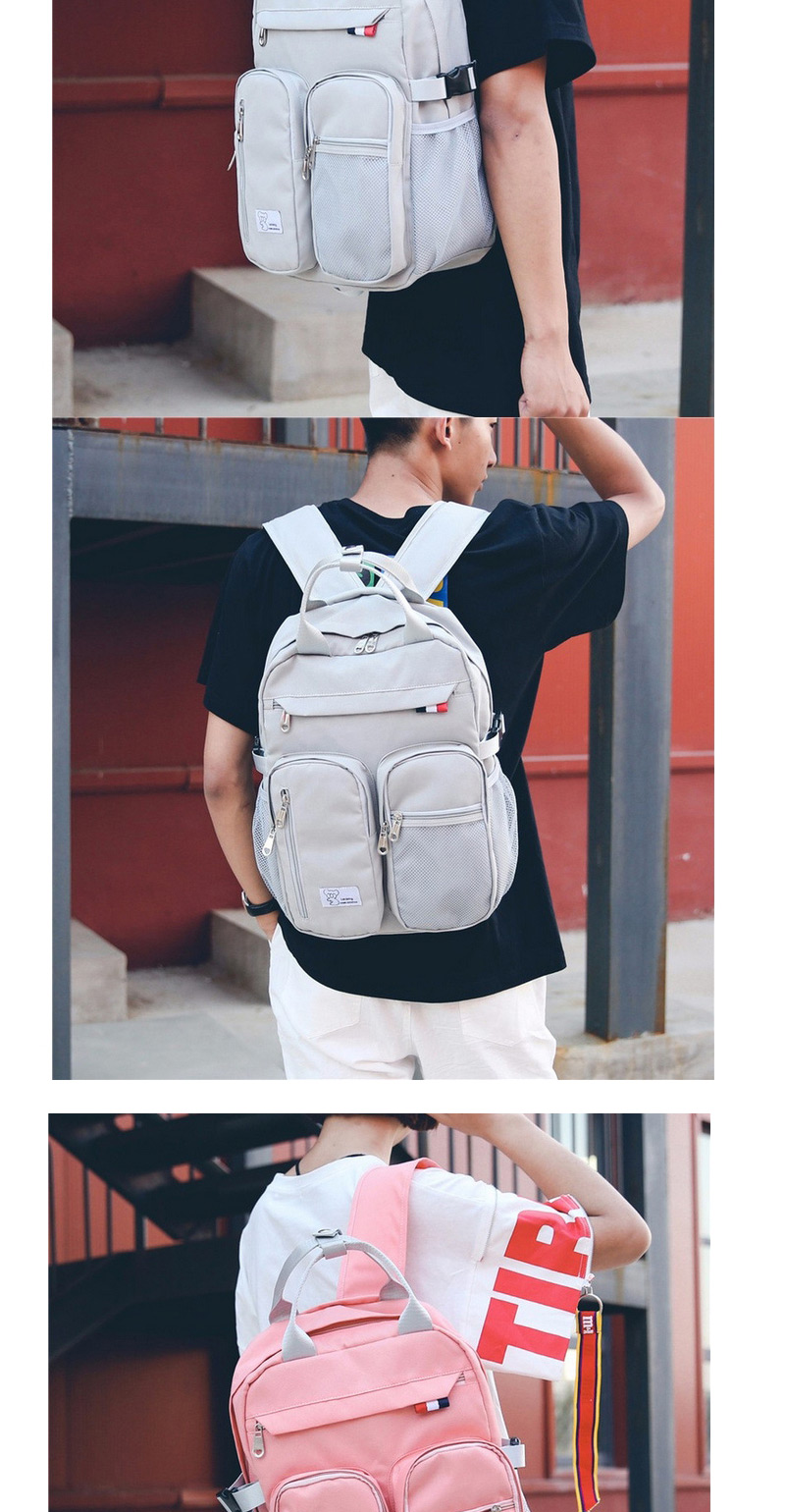 Fashion Gray Pure Color Decorated Backpack  Fabric,Backpack