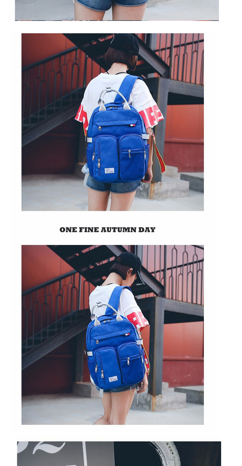 Fashion Sapphire Blue Pure Color Decorated Backpack  Fabric,Backpack