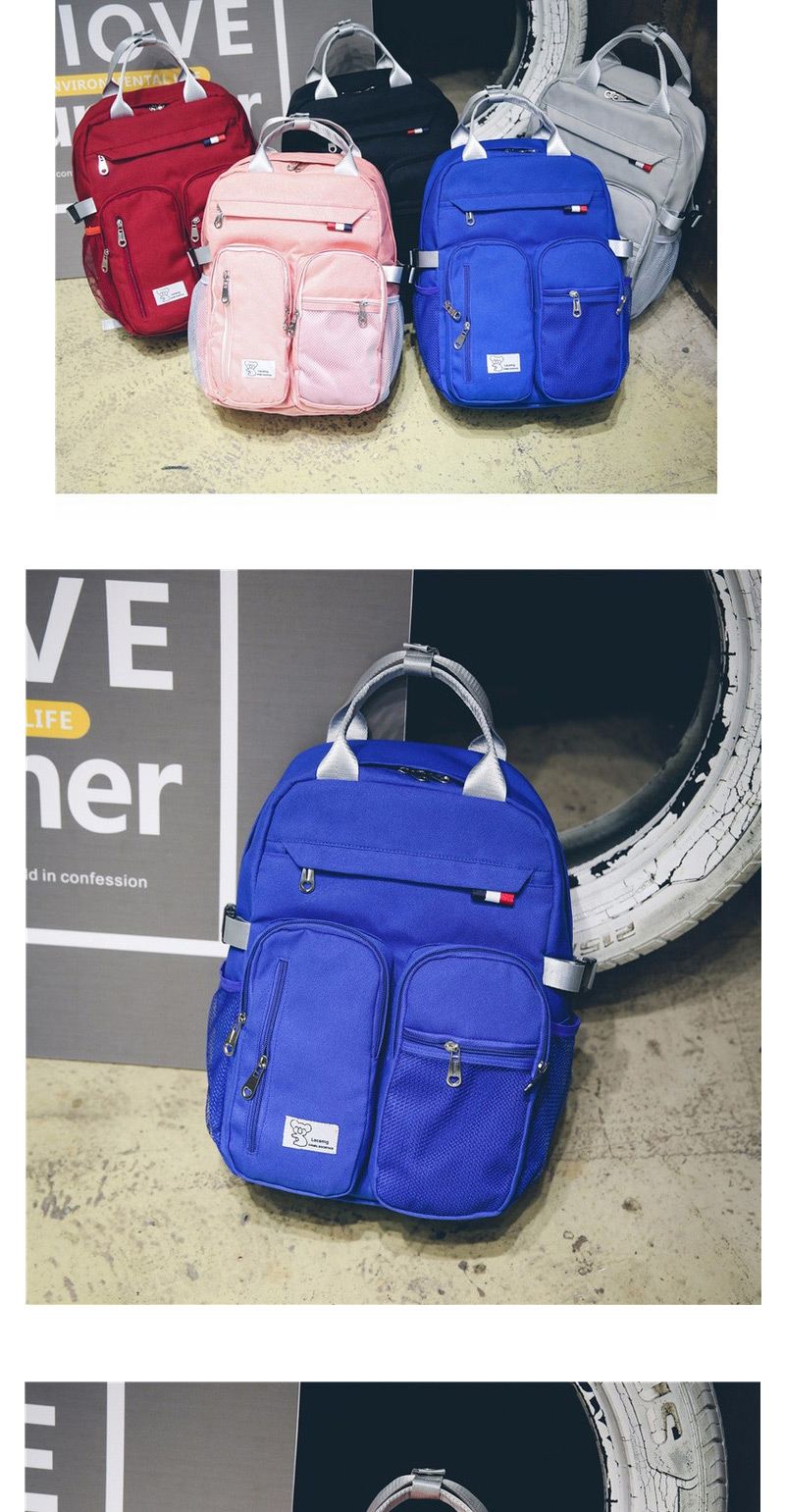Fashion Sapphire Blue Pure Color Decorated Backpack  Fabric,Backpack