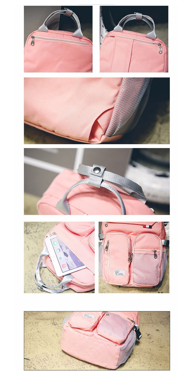Fashion Pink Pure Color Decorated Backpack  Fabric,Backpack