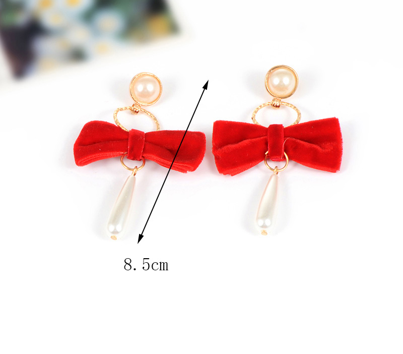 Fashion Yellow Bowknot&pearls Decorated Simple Earrings,Drop Earrings
