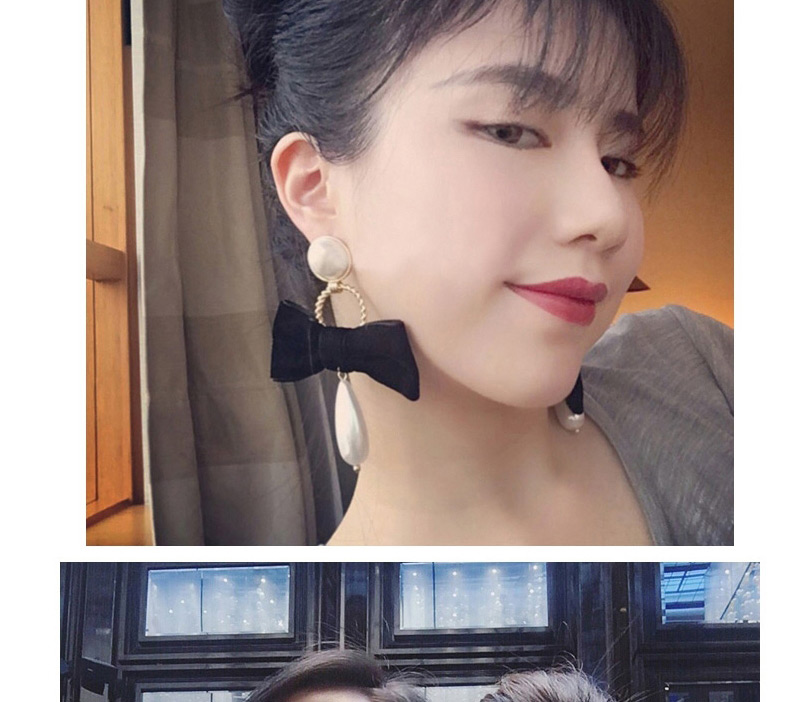 Fashion Black Bowknot&pearls Decorated Simple Earrings,Drop Earrings