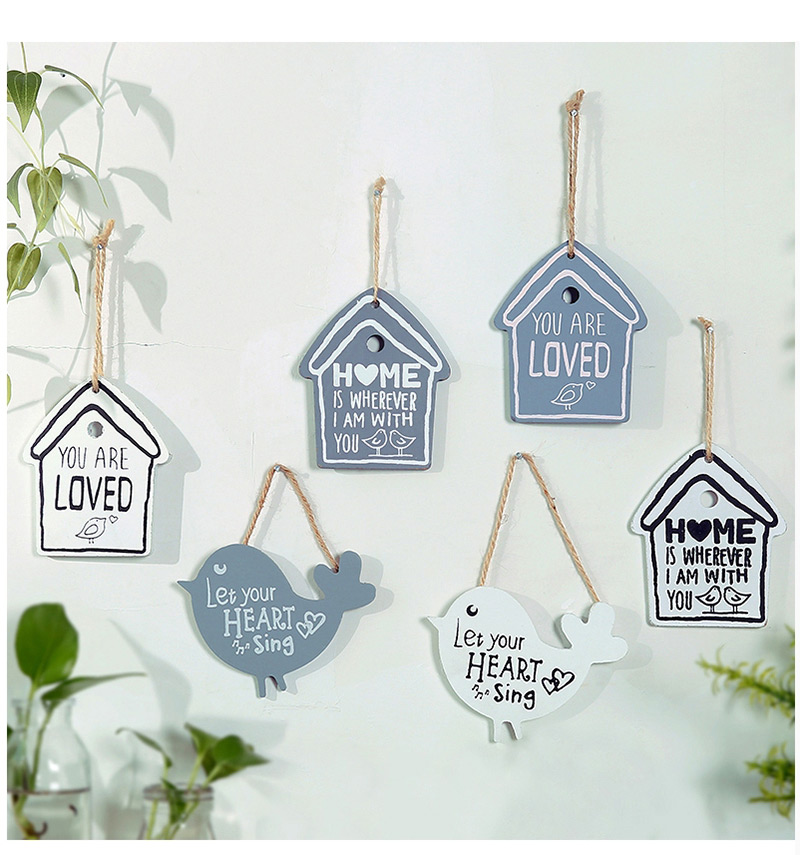 Lovely Gray Letter Pattern Decorated Bird Shape Wall Ornaments,Household goods
