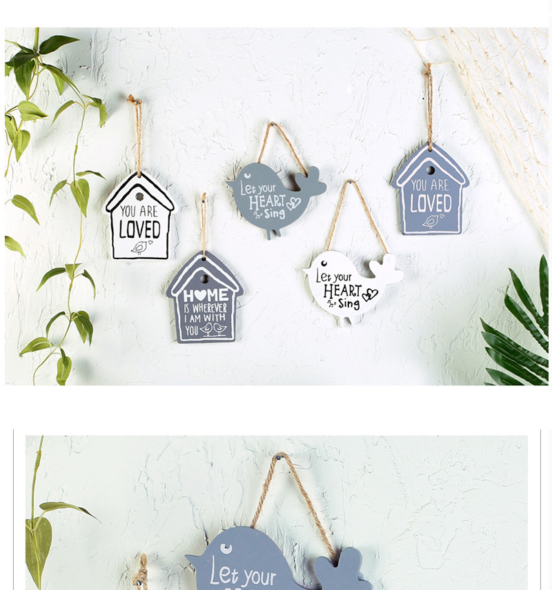 Lovely White Letter Pattern Decorated House Shape Wall Ornaments,Household goods