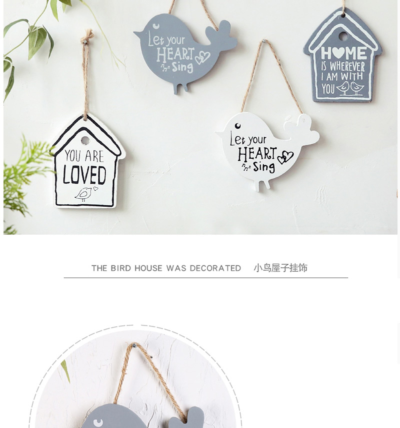 Lovely White Letter Pattern Decorated House Shape Wall Ornaments,Household goods