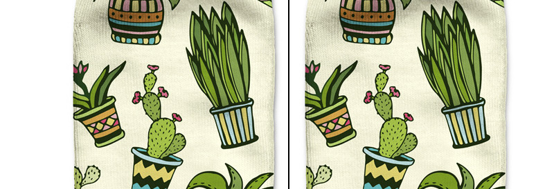 Trendy White Cactus Pattern Decorated Short Sock,Fashion Socks
