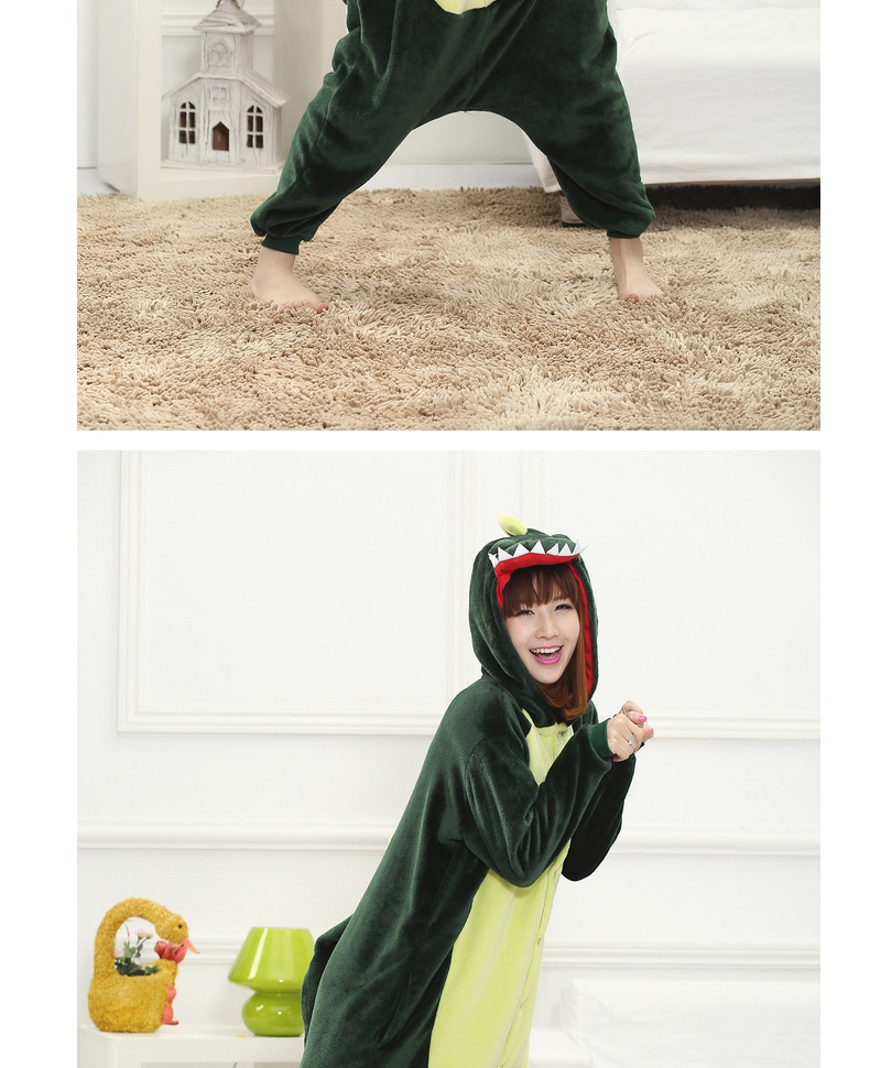 Trendy Green Dinosaur Shape Decorated Siamese Pajamas,Cartoon Pajama