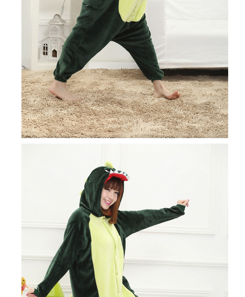 Trendy Green Dinosaur Shape Decorated Siamese Pajamas,Cartoon Pajama