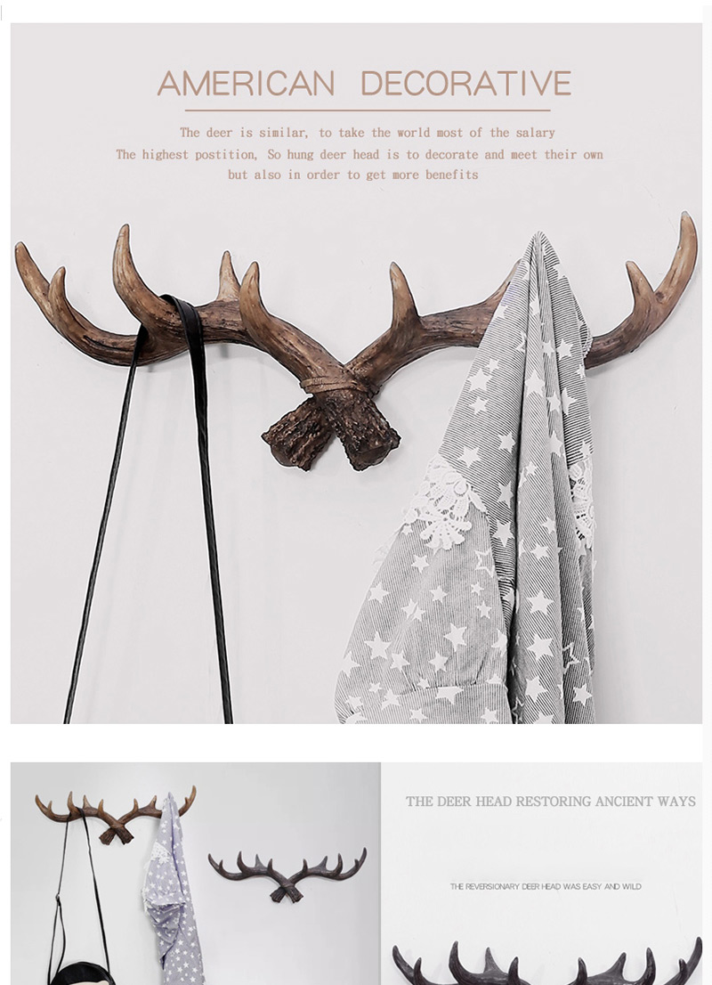 Fashion Gray+black Antlers Shape Decorated Hook Ornaments,Home Decor