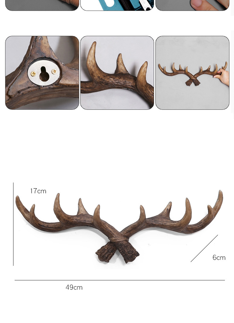 Fashion Brown Antlers Shape Decorated Hook Ornaments,Home Decor