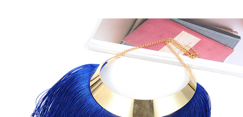 Fashion Pink Long Tassel Decorated Pure Color Necklace,Thin Scaves
