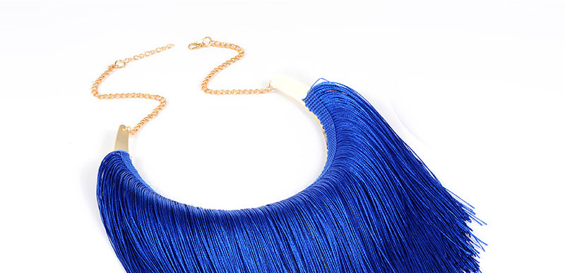 Fashion Red Long Tassel Decorated Pure Color Necklace,Thin Scaves