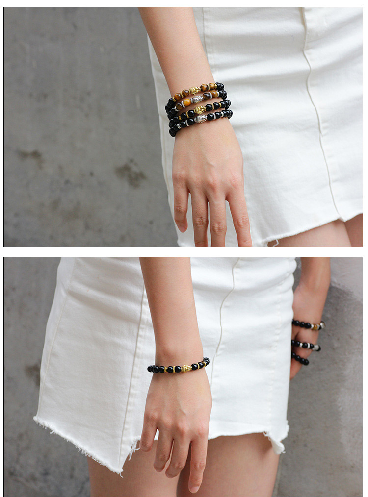Fashion Silver Color +black Buddha Head&beads Decorated Bracelet,Fashion Bracelets