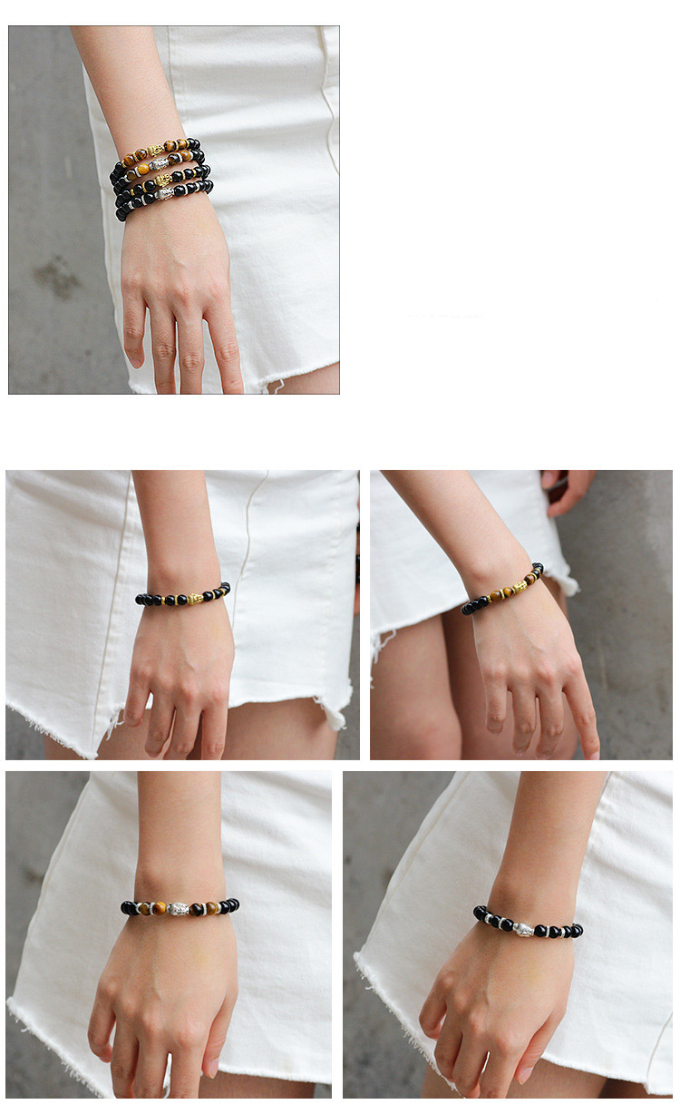 Fashion Gold Color +black Buddha Head&beads Decorated Bracelet,Fashion Bracelets