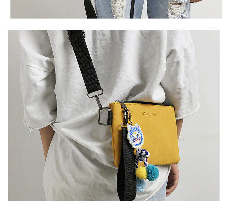 Fashion Yellow Cat Pendant Decorated Pure Color Shoulder Bag,Shoulder bags