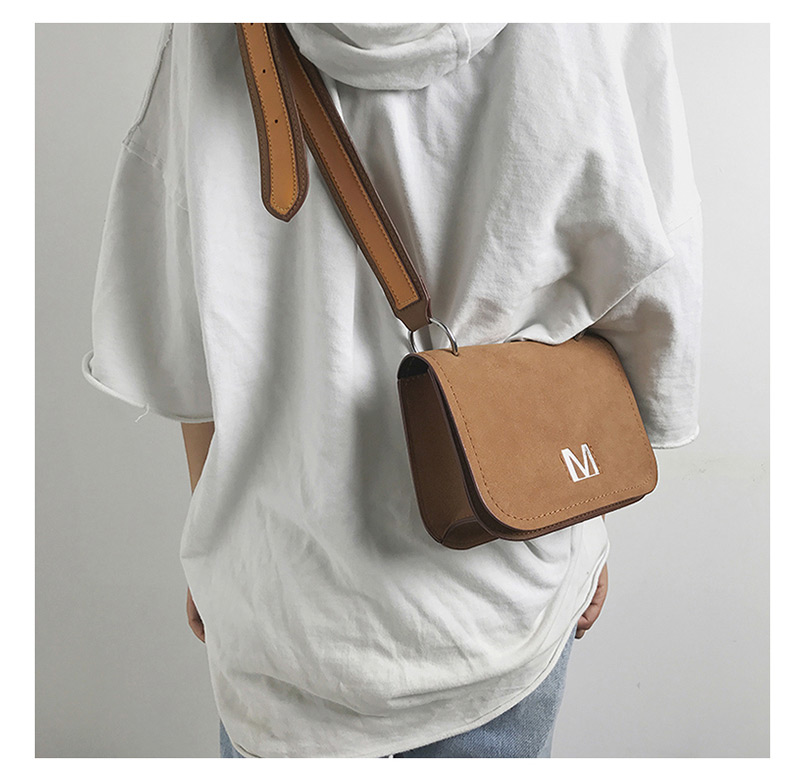 Fashion Brown Letter M Decorated Pure Color Shoulder Bag,Shoulder bags