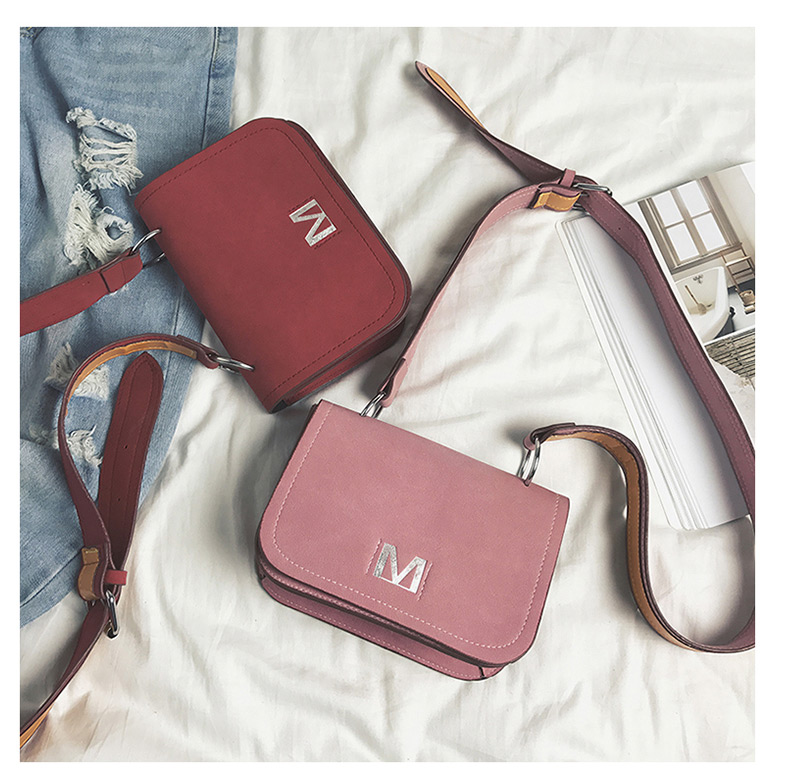 Fashion Pink Letter M Decorated Pure Color Shoulder Bag,Shoulder bags