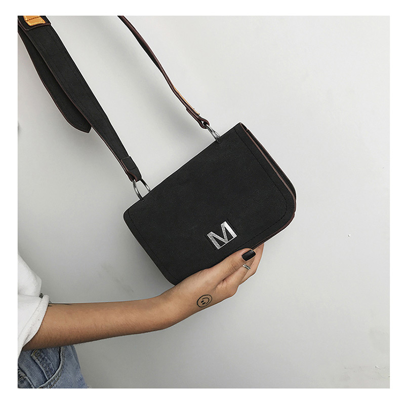 Fashion Black Letter M Decorated Pure Color Shoulder Bag,Shoulder bags