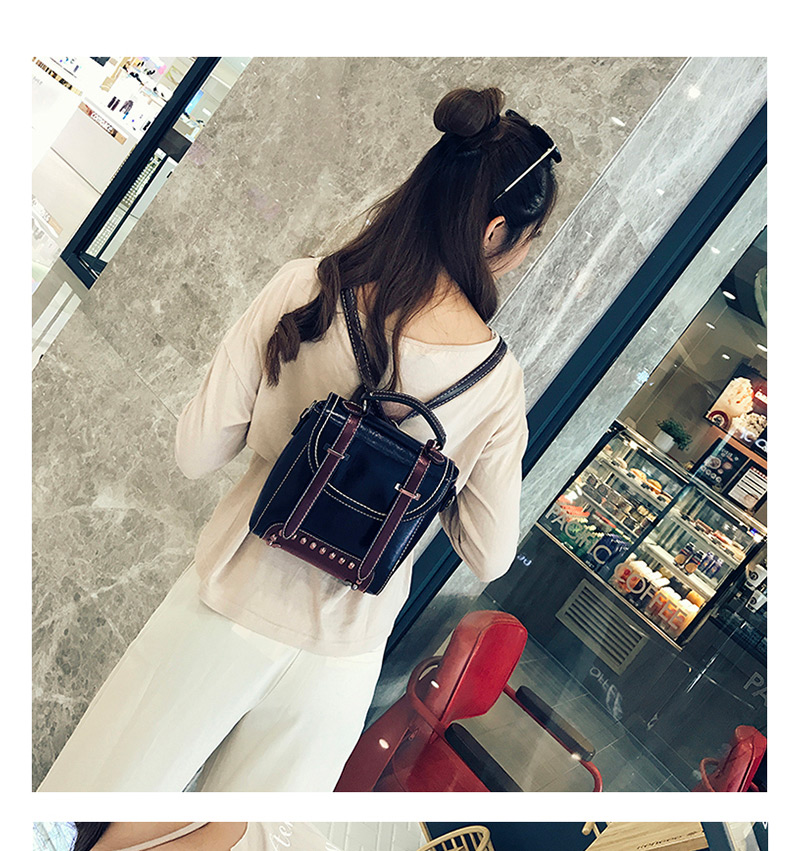 Fashion Brown Rivet Decorated Simple Mini Backpack,Backpack