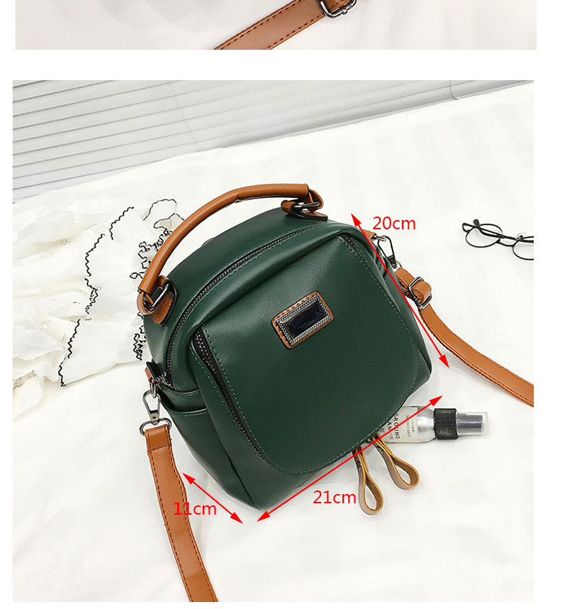 Fashion Green Pure Color Decorated Bucket Shape Shoulder Bag,Backpack