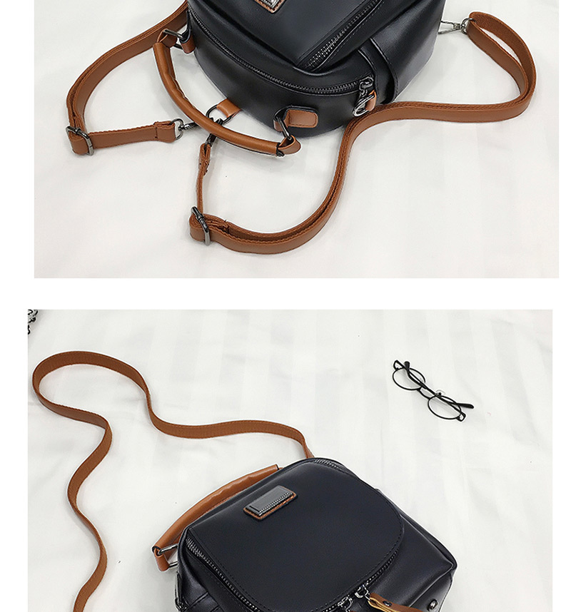 Fashion Black Pure Color Decorated Bucket Shape Shoulder Bag,Backpack