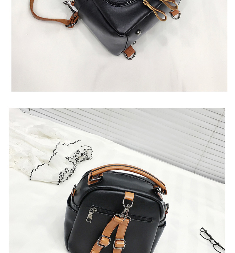 Fashion Black Pure Color Decorated Bucket Shape Shoulder Bag,Backpack