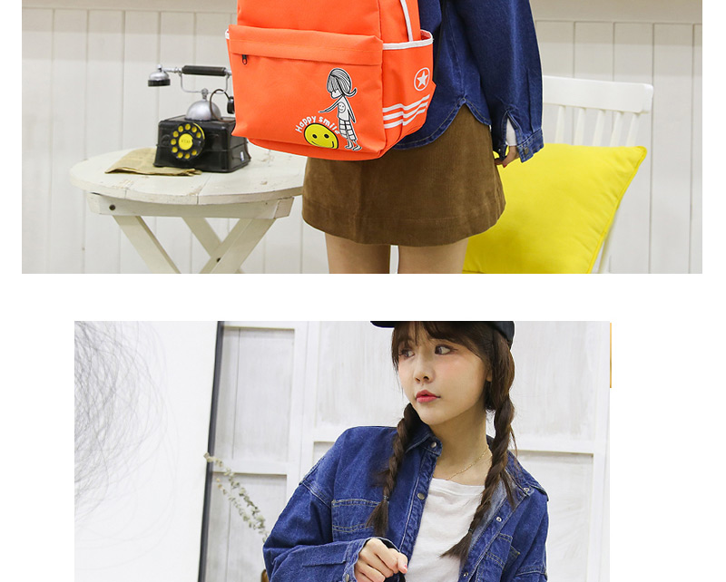 Fashion Orange Girl Pattern Decorated Traveling Backpack,Backpack