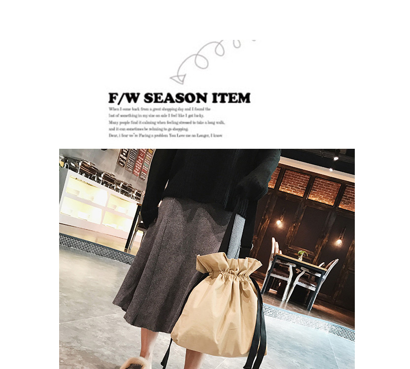 Fashion Black Pure Color Decorated Drawstring Design Shoulder Bag,Messenger bags