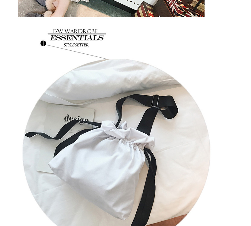 Fashion White Pure Color Decorated Drawstring Design Shoulder Bag,Messenger bags