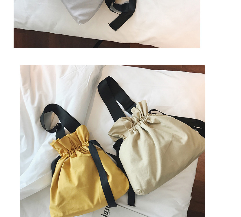 Fashion Black Pure Color Decorated Drawstring Design Shoulder Bag,Messenger bags