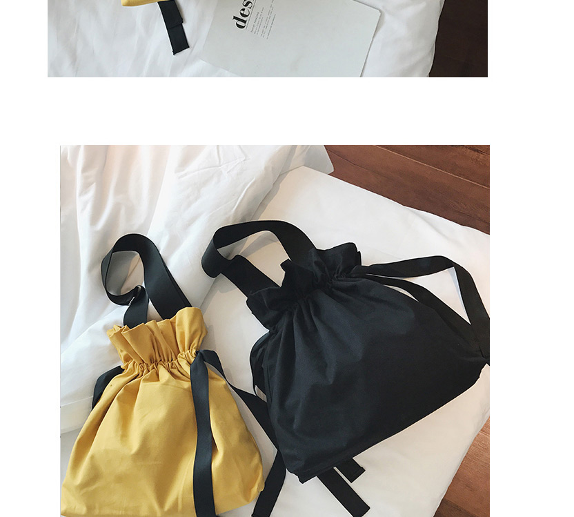 Fashion Khaki Pure Color Decorated Drawstring Design Shoulder Bag,Messenger bags