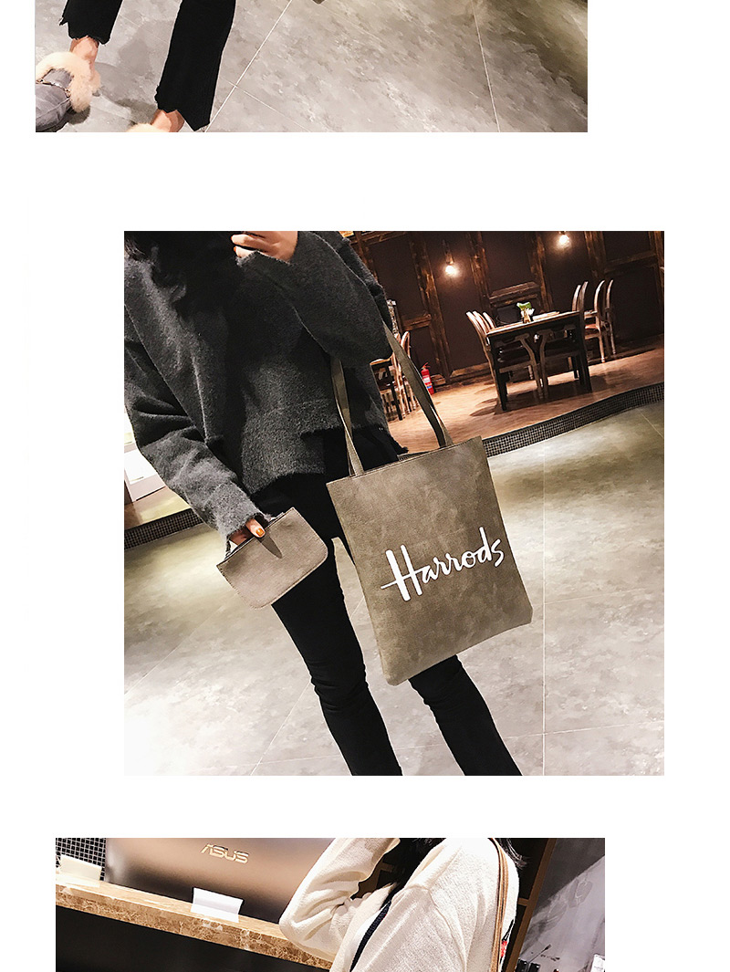 Fashion Gray Letter Pattern Decorated Shoulder Bag (2pcs),Messenger bags