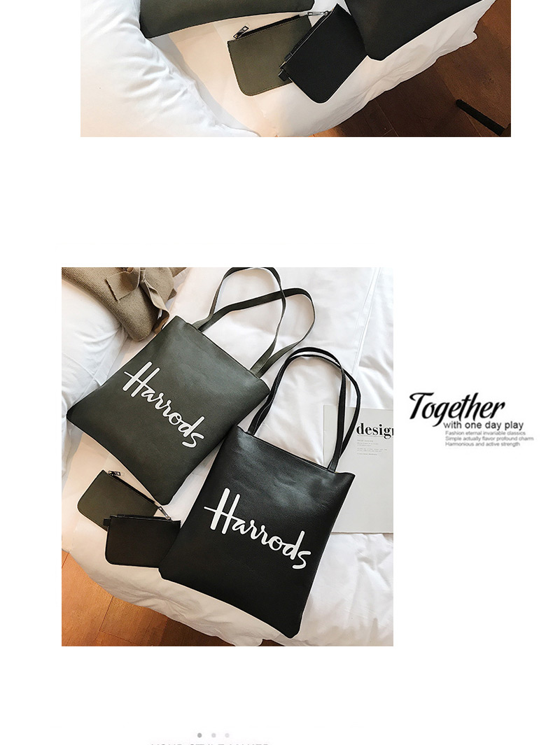 Fashion Black Letter Pattern Decorated Shoulder Bag (2pcs),Messenger bags