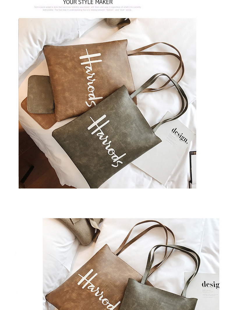 Fashion Gray Letter Pattern Decorated Shoulder Bag (2pcs),Messenger bags