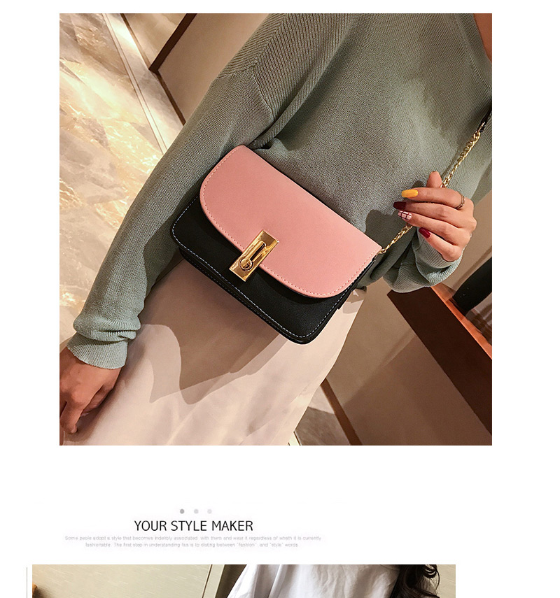 Fashion Pink Square Shape Buckle Decorated Shoulder Bag,Shoulder bags
