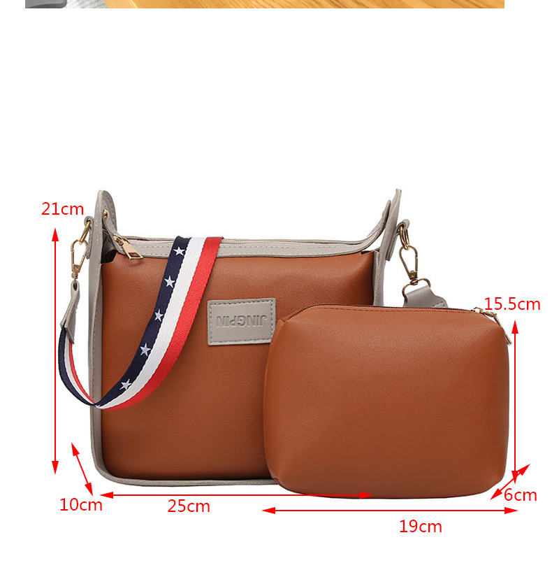 Fashion Light Brown Coloured Ribbon Decorated Shoulder Bag(2pcs),Shoulder bags