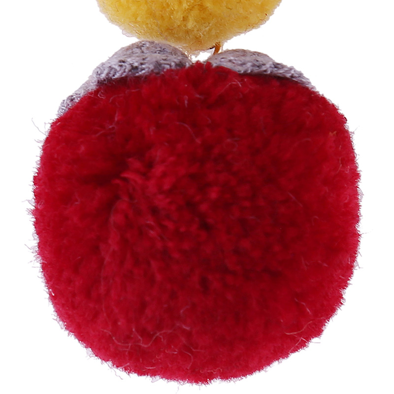 Fashion Red+yellow Fuzzy Balls Decorated Pom Earrings,Drop Earrings