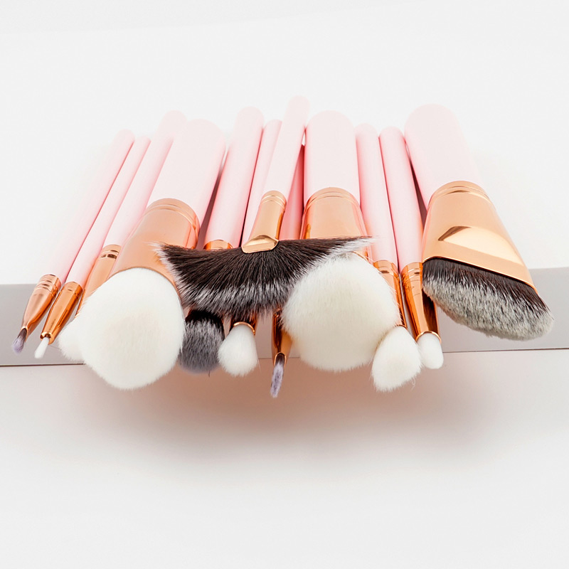 Fashion Pink Sector Shape Decorated Makeup Brush(12pcs),Beauty tools