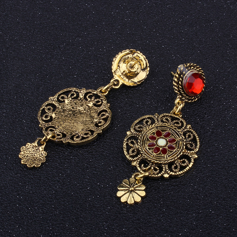 Vintage Gold Color Flower Shape Decorated Earrings,Drop Earrings