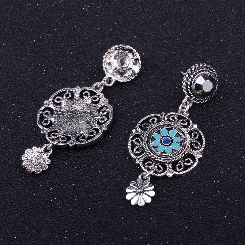 Vintage Silver Color Flower Shape Decorated Earrings,Drop Earrings
