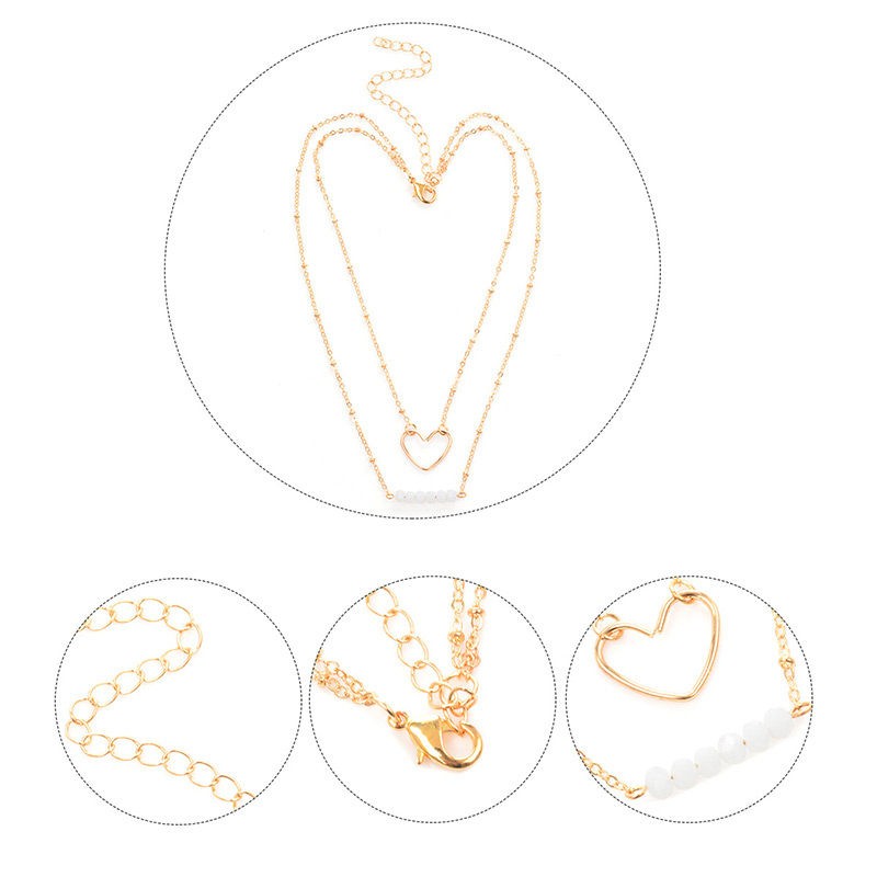 Fashion Gold Color Heart Shape Decorated Doubla Layer Necklace,Multi Strand Necklaces