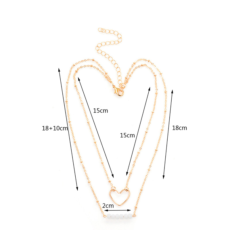 Fashion Gold Color Heart Shape Decorated Doubla Layer Necklace,Multi Strand Necklaces